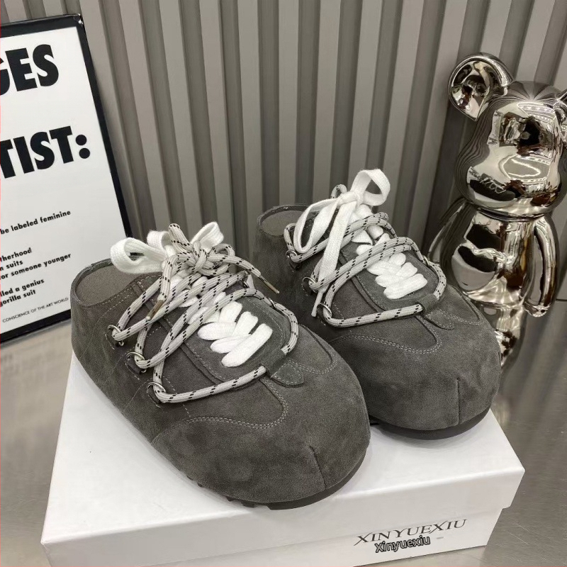 Euroopa moodsad paksu põhjaga Baotou naiste 2025. aasta kevadised uued jäätunud nahast paeltega Bocken kingad, mood vabaaja sussid