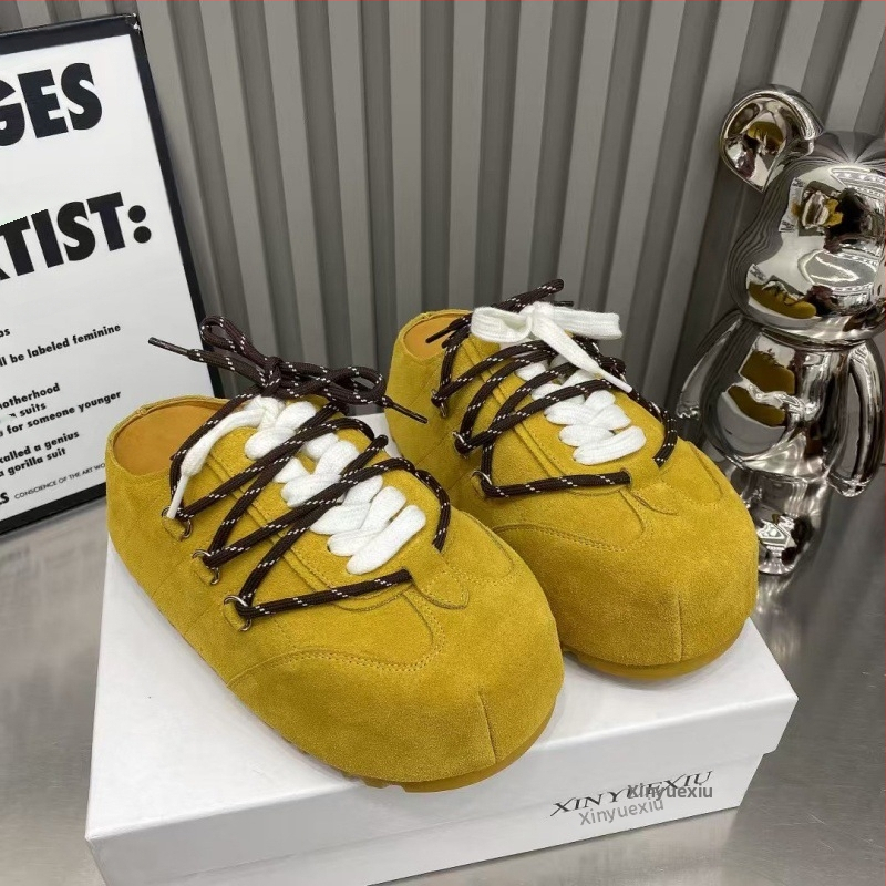 Euroopa moodsad paksu põhjaga Baotou naiste 2025. aasta kevadised uued jäätunud nahast paeltega Bocken kingad, mood vabaaja sussid