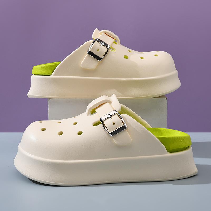 Storapadės moteriškos basutės lauko avėjimui vasarinėmis aukštį didinančiomis EVA baotou neslystančiomis pėdomis, visiškai naujos, atsparios dilimui, neslystančios šlepetės