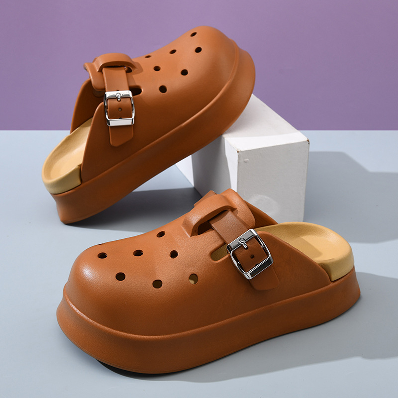 Storapadės moteriškos basutės lauko avėjimui vasarinėmis aukštį didinančiomis EVA baotou neslystančiomis pėdomis, visiškai naujos, atsparios dilimui, neslystančios šlepetės