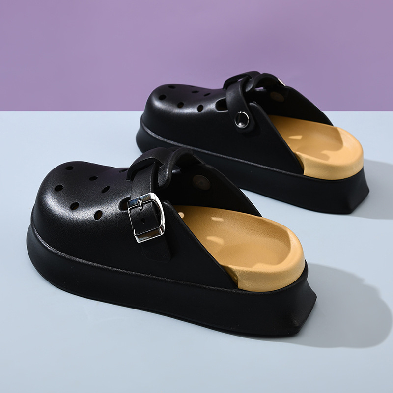 Storapadės moteriškos basutės lauko avėjimui vasarinėmis aukštį didinančiomis EVA baotou neslystančiomis pėdomis, visiškai naujos, atsparios dilimui, neslystančios šlepetės