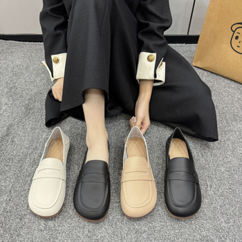 Ženske ravne cipele za rad s mekanim kožnim potplatom, prekogranične, veće veličine, s plitkim otvorom, bez rukava, nove kožne cipele, univerzalne