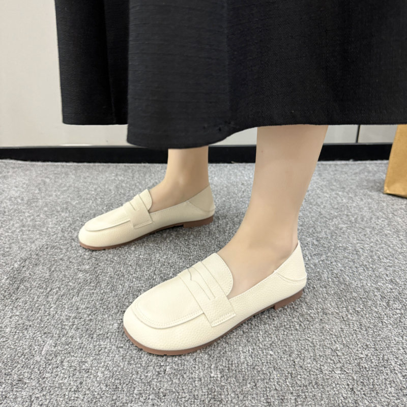 Dámske ploché pracovné topánky s mäkkou koženou podrážkou, plus size veľkosť, s plytkou ústnou stranou, nazúvacie topánky, nové kožené topánky, univerzálne