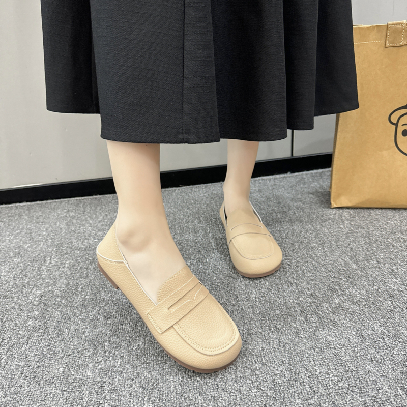 Dámske ploché pracovné topánky s mäkkou koženou podrážkou, plus size veľkosť, s plytkou ústnou stranou, nazúvacie topánky, nové kožené topánky, univerzálne