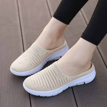 2023 Νέα Casual Αναπνέοντα Παπούτσια Flying Weaver Slip-on Half-Mesh Ελαφριά Μητέρα Παπούτσια Παπούτσια Toe Καλοκαιρινά