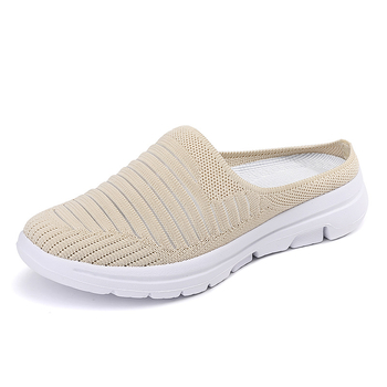 2023 Νέα Casual Αναπνέοντα Παπούτσια Flying Weaver Slip-on Half-Mesh Ελαφριά Μητέρα Παπούτσια Παπούτσια Toe Καλοκαιρινά