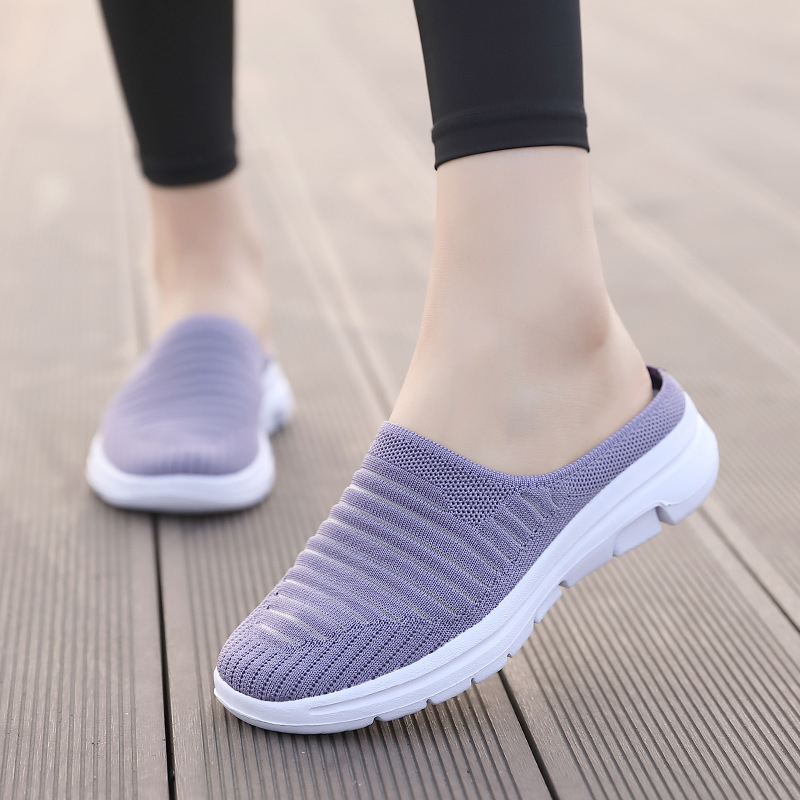 2023 Νέα Casual Αναπνέοντα Παπούτσια Flying Weaver Slip-on Half-Mesh Ελαφριά Μητέρα Παπούτσια Παπούτσια Toe Καλοκαιρινά