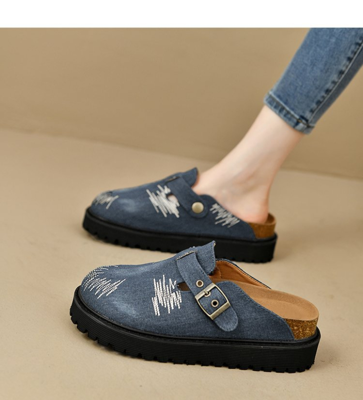 Papuci de vară retro Baotou cu talpă groasă, noi, pentru femei, pentru exterior, pantofi casual cu explozii de comerț exterior faimoase, vara 2024