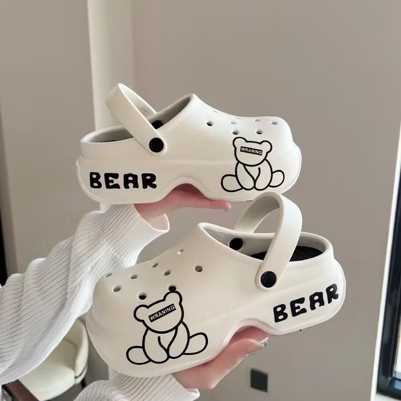 Външни сандали и чехли с дебела подметка 4 см, дезодорант „Мечка Jieyang“, увеличаващ височината, с мека подметка, леки, универсални, от EVA, за момичета, с дупка