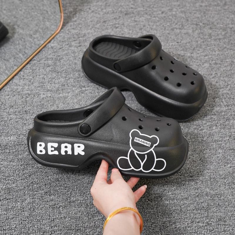 Āra bieza zole 4CM Bear Jieyang dezodorants ar augstumu palielinošu mīkstu zoli, viegls, universāls EVA meiteņu sandales un čības, apavi ar caurumiem