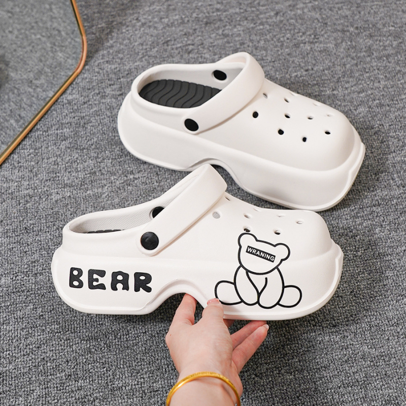 Āra bieza zole 4CM Bear Jieyang dezodorants ar augstumu palielinošu mīkstu zoli, viegls, universāls EVA meiteņu sandales un čības, apavi ar caurumiem