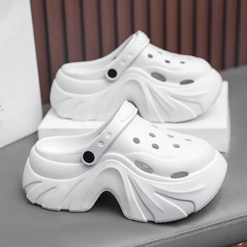 Urviniai batai moterims, vasariniai viršutiniai drabužiai, storas padas, didėjantis 2024 m. Nauji madingi pajūrio paplūdimio Baotou basutės ir šlepetės moterims