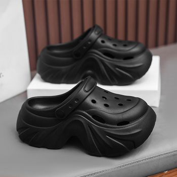 Urviniai batai moterims, vasariniai viršutiniai drabužiai, storas padas, didėjantis 2024 m. Nauji madingi pajūrio paplūdimio Baotou basutės ir šlepetės moterims