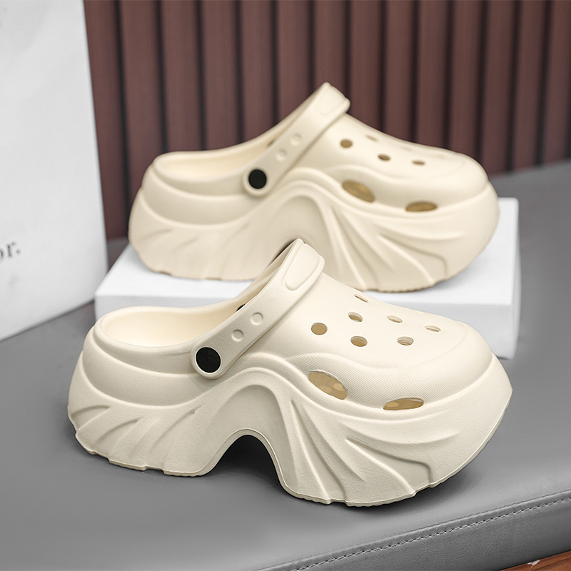 Urviniai batai moterims, vasariniai viršutiniai drabužiai, storas padas, didėjantis 2024 m. Nauji madingi pajūrio paplūdimio Baotou basutės ir šlepetės moterims