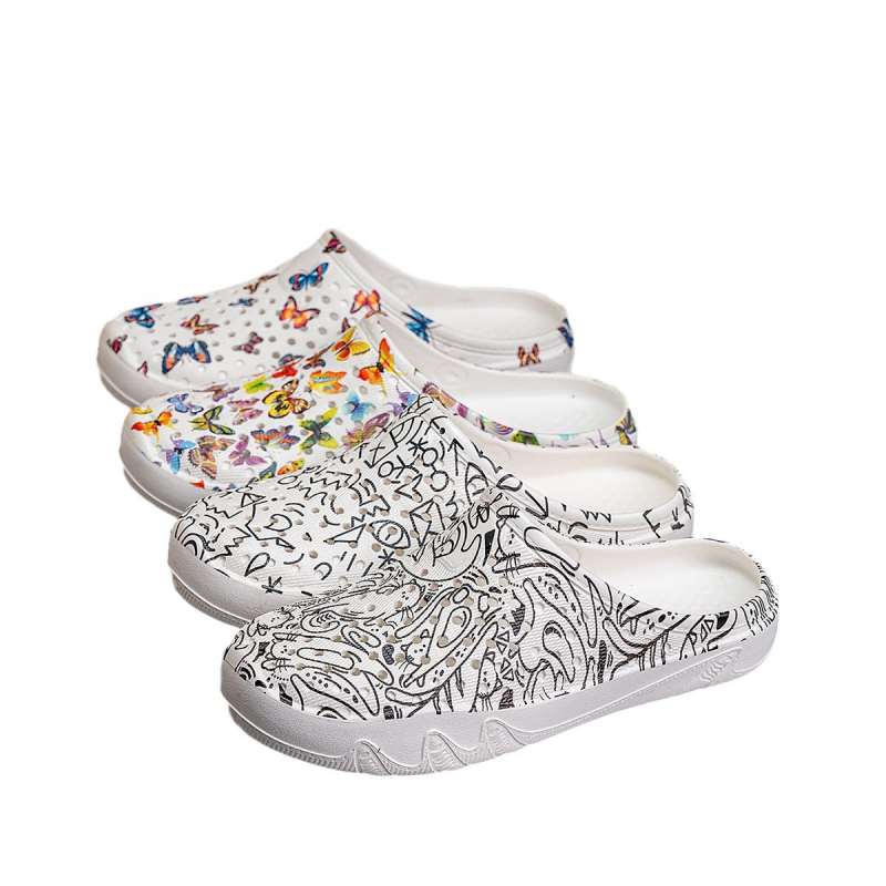 Moteriški namai Mieli kūrybingi tarpvalstybiniai karšti drugeliai, animaciniai filmukai, atsparūs dilimui, neslystantys, greitai džiūstantys, spausdinti paplūdimio batai su skylėmis