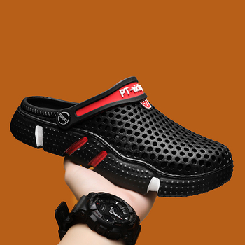 Мъжки обувки с дупки, модни летни дишащи, неплъзгащи се, чехли Baotou, мъжки тоалет, ежедневни сандали с двойна употреба за газене на плажа