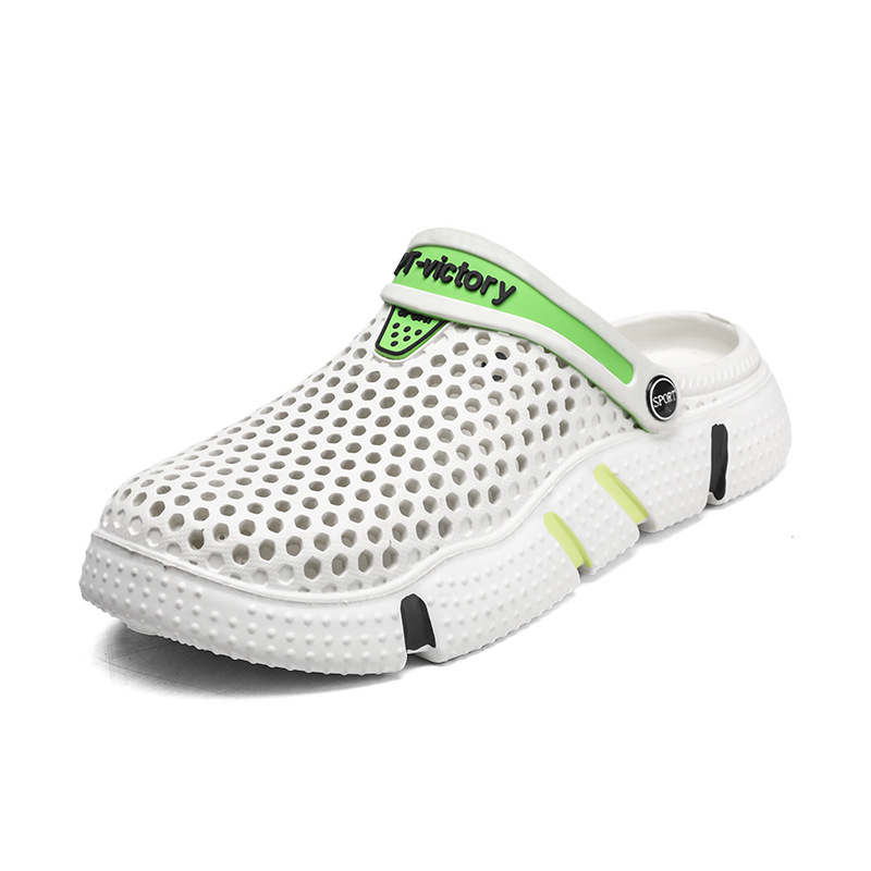 Мъжки обувки с дупки, модни летни дишащи, неплъзгащи се, чехли Baotou, мъжки тоалет, ежедневни сандали с двойна употреба за газене на плажа