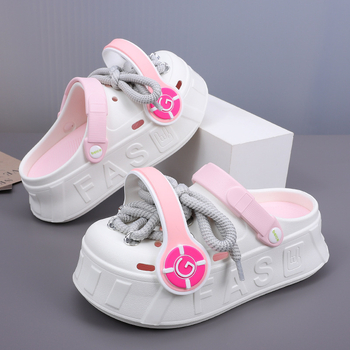 Madingi ausinės su skylutėmis, moteriški šlepetės, vasariniai apvyniojami batai, asmenybės stiliaus, laisvalaikio batai, mergaitiški paplūdimio batai, basutės, urmu