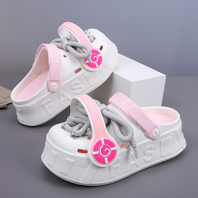 Madingi ausinės su skylutėmis, moteriški šlepetės, vasariniai apvyniojami batai, asmenybės stiliaus, laisvalaikio batai, mergaitiški paplūdimio batai, basutės, urmu