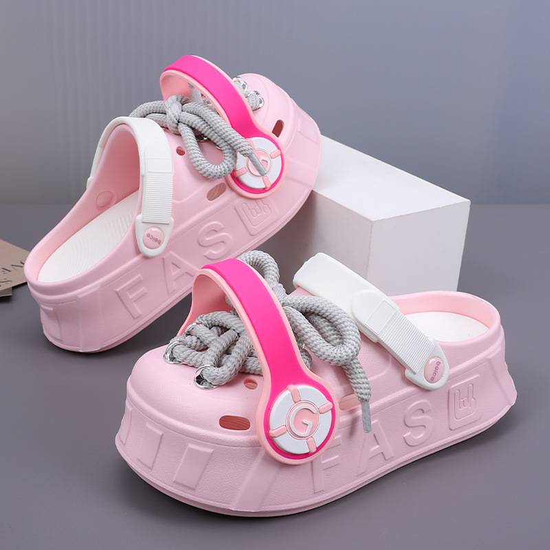 Madingi ausinės su skylutėmis, moteriški šlepetės, vasariniai apvyniojami batai, asmenybės stiliaus, laisvalaikio batai, mergaitiški paplūdimio batai, basutės, urmu