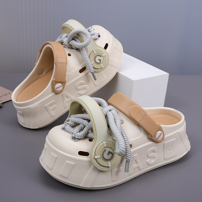 Madingi ausinės su skylutėmis, moteriški šlepetės, vasariniai apvyniojami batai, asmenybės stiliaus, laisvalaikio batai, mergaitiški paplūdimio batai, basutės, urmu