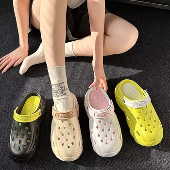 Storapadžiai platforminiai, poroms skirti, tylūs sodo šlepetės su skylute sienoje, moteriški sodo bateliai, patogūs, kasdieniški ir universalūs.