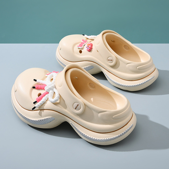 Naujo stiliaus moteriškos vasarinės lauko klumpės su storais padais, uždara nosimi, atsparios dilimui, kvapams, neslystančios, mielos paplūdimio šlepetės