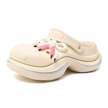 Naujo stiliaus moteriškos vasarinės lauko klumpės su storais padais, uždara nosimi, atsparios dilimui, kvapams, neslystančios, mielos paplūdimio šlepetės