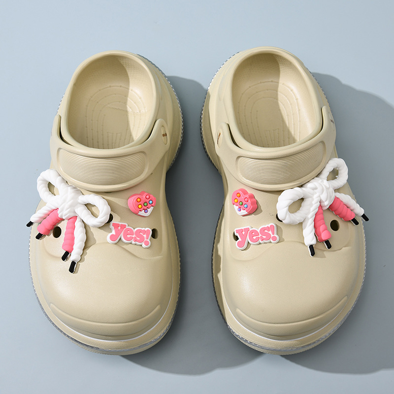 Naujo stiliaus moteriškos vasarinės lauko klumpės su storais padais, uždara nosimi, atsparios dilimui, kvapams, neslystančios, mielos paplūdimio šlepetės