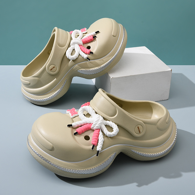 Naujo stiliaus moteriškos vasarinės lauko klumpės su storais padais, uždara nosimi, atsparios dilimui, kvapams, neslystančios, mielos paplūdimio šlepetės