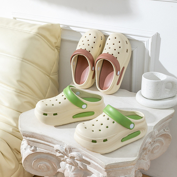 Divkrāsu salīmēti caurumu apavi vasarai EVA sieviešu mīksta zole virsdrēbes bieza zole modernas universālas vienkāršas pāru neslīdošas