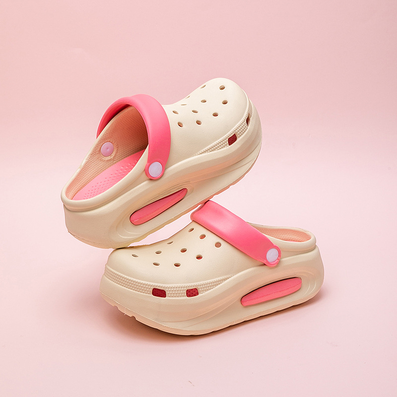 Divkrāsu salīmēti caurumu apavi vasarai EVA sieviešu mīksta zole virsdrēbes bieza zole modernas universālas vienkāršas pāru neslīdošas