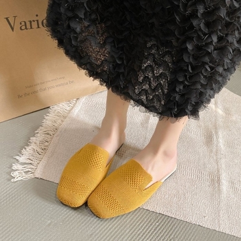 Ljetne nove Baotou papuče s kvadratnom glavom, pletene ravne cipele za lijene cipele većih veličina, prekogranične ležerne ženske cipele na veliko