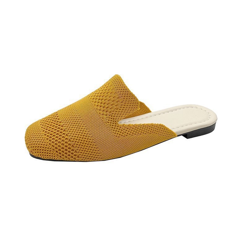 Ljetne nove Baotou papuče s kvadratnom glavom, pletene ravne cipele za lijene cipele većih veličina, prekogranične ležerne ženske cipele na veliko
