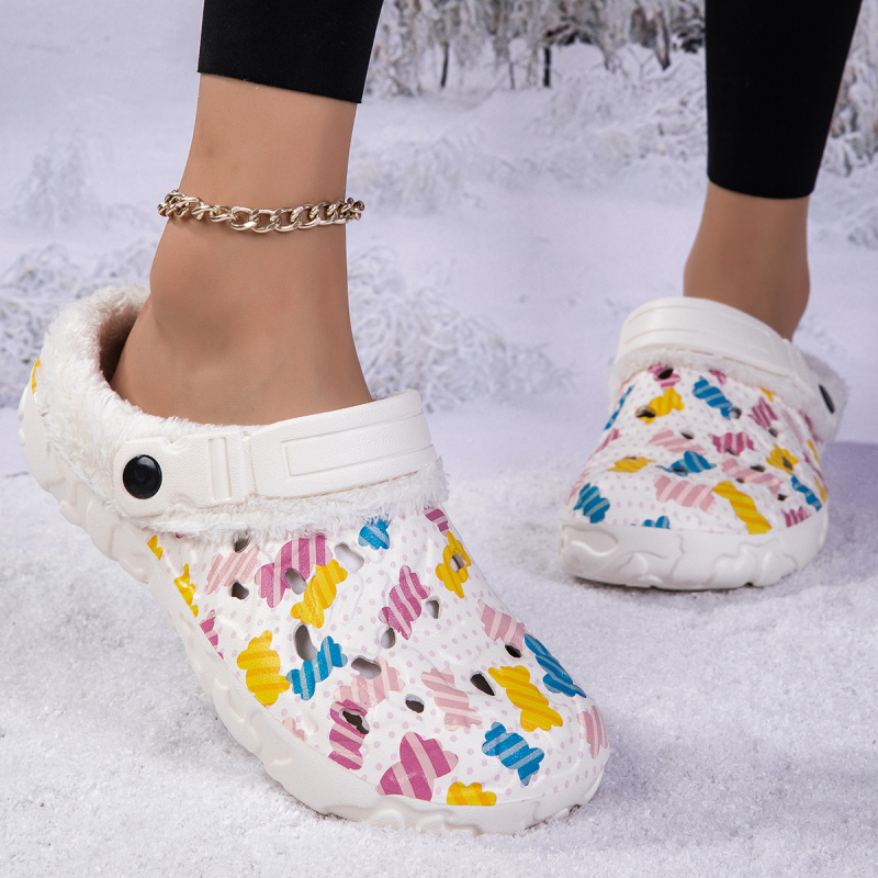 Pantofi cu toc pentru cupluri, mărimi mari, cu căptușeală din fleece, 2024, pantofi noi de iarnă din bumbac cald, pantofi cu toc, în stoc en-gros