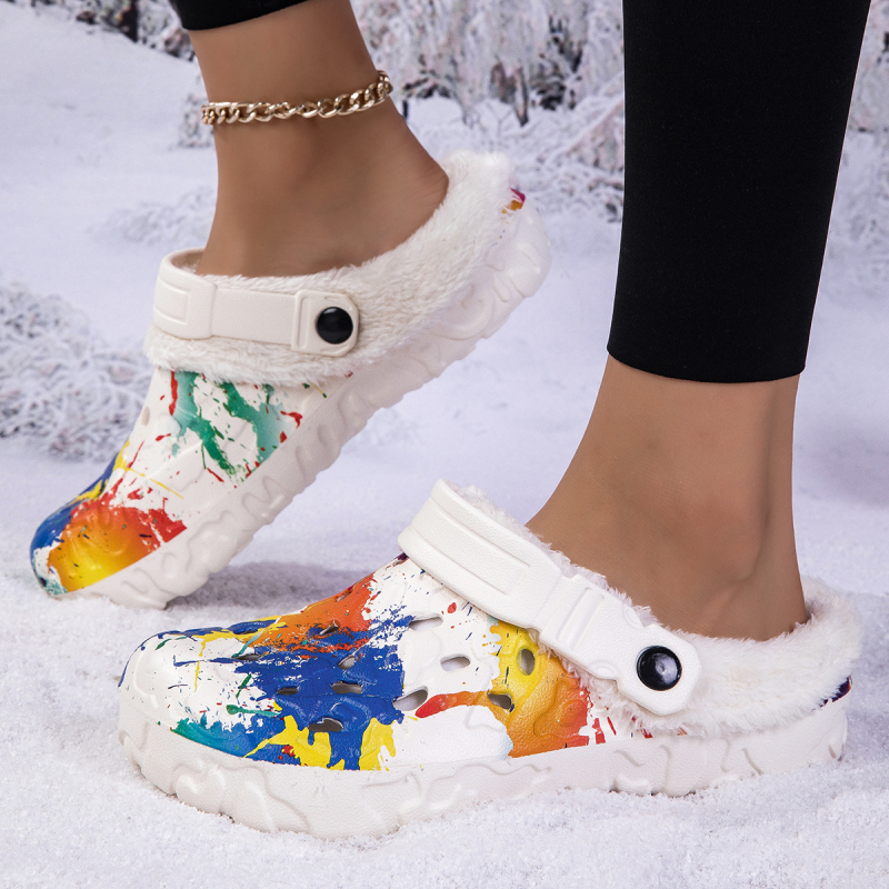 Pantofi cu toc pentru cupluri, mărimi mari, cu căptușeală din fleece, 2024, pantofi noi de iarnă din bumbac cald, pantofi cu toc, în stoc en-gros