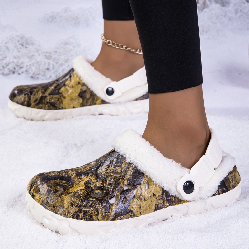 Pantofi cu toc pentru cupluri, mărimi mari, cu căptușeală din fleece, 2024, pantofi noi de iarnă din bumbac cald, pantofi cu toc, în stoc en-gros