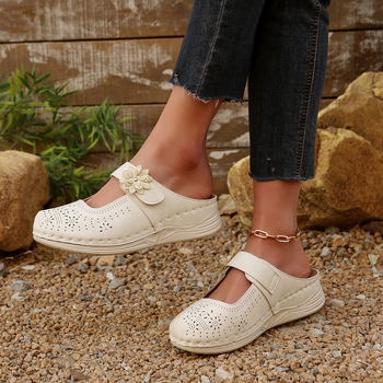 2025 Νέα Διασυνοριακά Εξωτερικού Εμπορίου με Χοντρό Σόλα Wedge Mesh Καλοκαιρινά Σανδάλια Κοίλα Άνετα Αναπνεύσιμο Παπούτσια Mueller με Τρύπες Παπούτσια