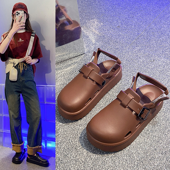 Eva Baotou Papuci groși pentru femei, îmbrăcăminte de vară pentru exterior, 2025, pachet nou de jumătate de pachet Birkken, papuci pentru femei, sandale pentru femei, vânzare transfrontalieră, en-gros