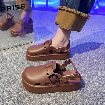 Eva Baotou Papuci groși pentru femei, îmbrăcăminte de vară pentru exterior, 2025, pachet nou de jumătate de pachet Birkken, papuci pentru femei, sandale pentru femei, vânzare transfrontalieră, en-gros