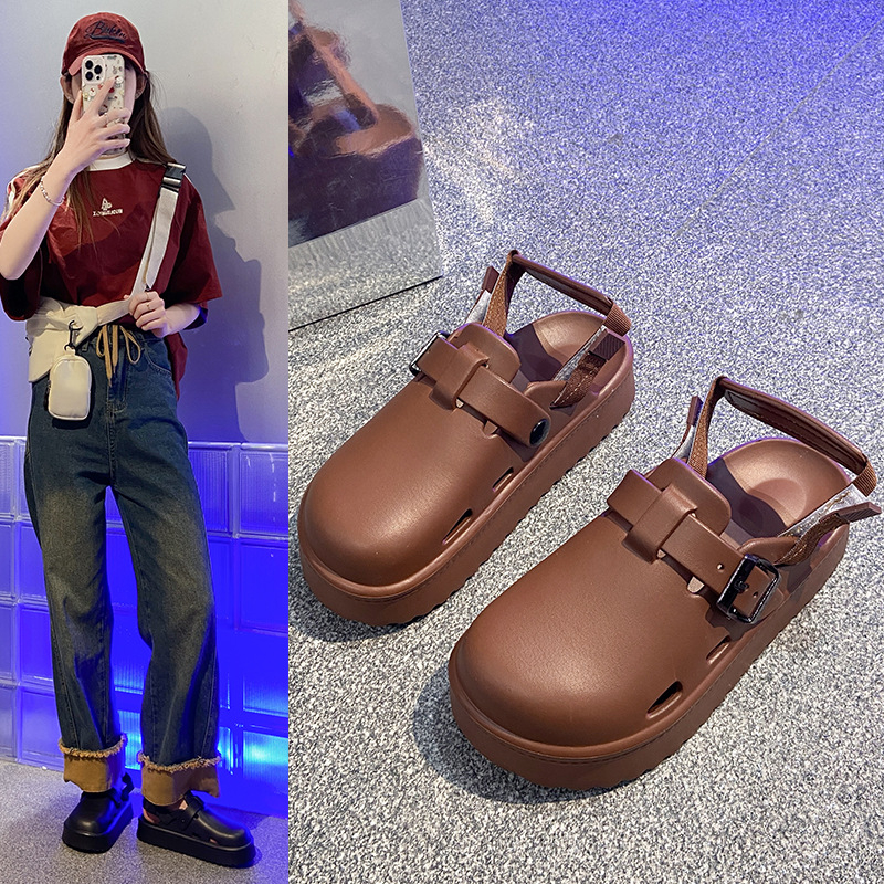 Eva Baotou Papuci groși pentru femei, îmbrăcăminte de vară pentru exterior, 2025, pachet nou de jumătate de pachet Birkken, papuci pentru femei, sandale pentru femei, vânzare transfrontalieră, en-gros