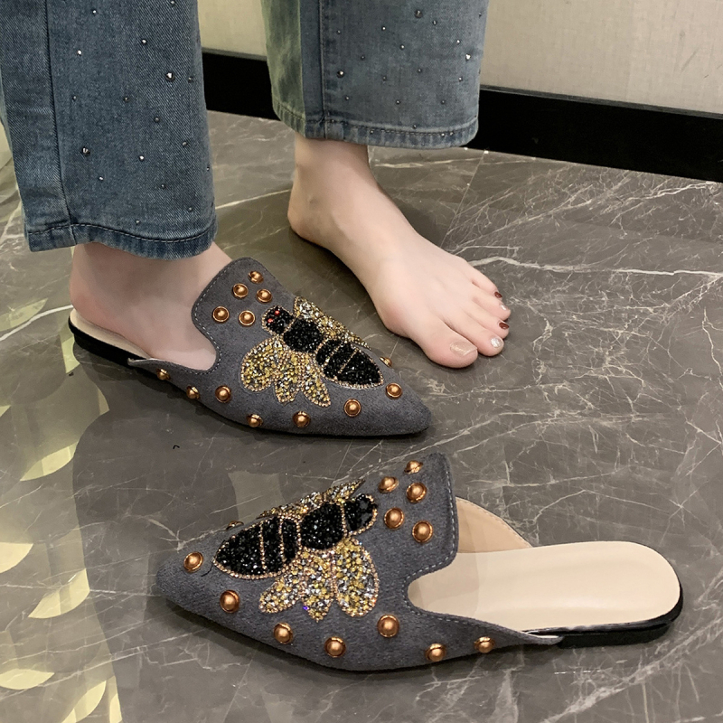 Femeii sandale cu talpă plată, stil coreean, geantă la modă, husă pentru picioare, cu fund plat, casual, plus mărime, sandale cu nituri romane, papuci plati