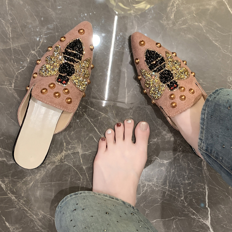 Femeii sandale cu talpă plată, stil coreean, geantă la modă, husă pentru picioare, cu fund plat, casual, plus mărime, sandale cu nituri romane, papuci plati