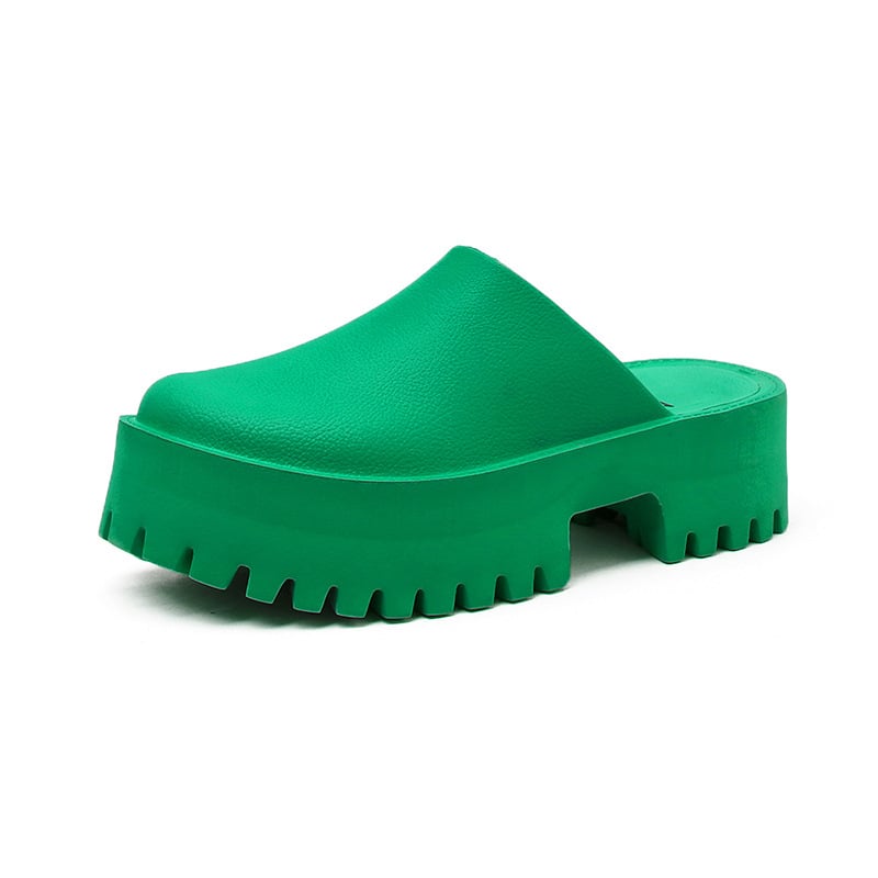 Dámske sandále a papuče s hrubou podrážkou v európskom a americkom štýle, kórejský štýl Baotou, nepremokavé, na platforme, super vysoké podpätky, plážové dreváky