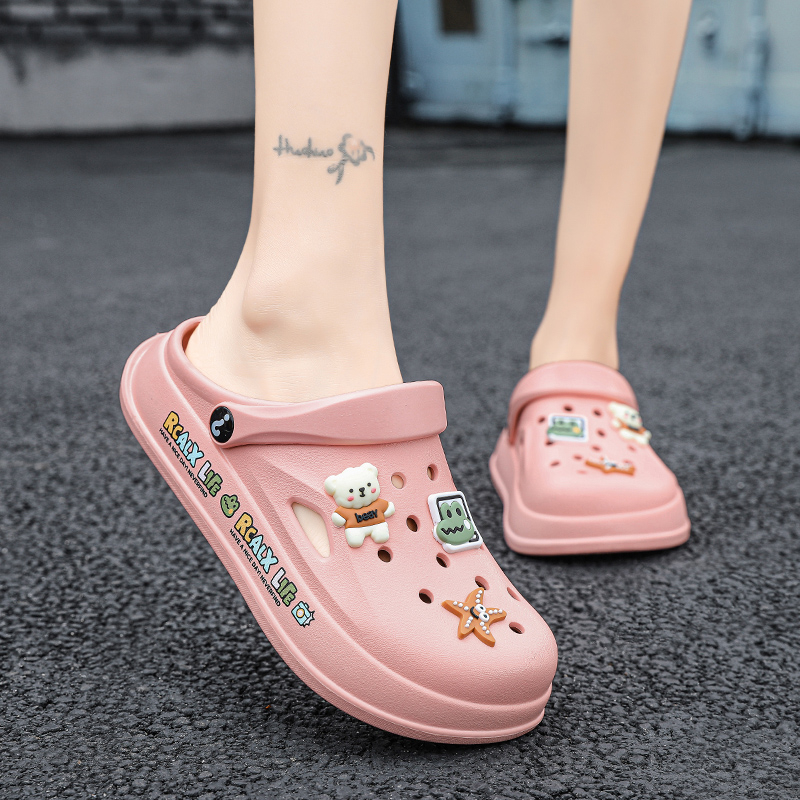 Pantofi de plajă sport pentru femei, pantofi de vară, 2024, papuci drăguți cu două purtători, pentru copii mari, Baotou