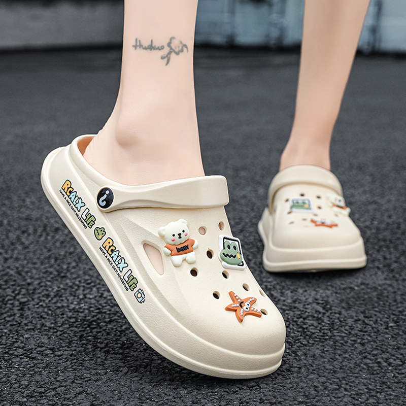 Pantofi de plajă sport pentru femei, pantofi de vară, 2024, papuci drăguți cu două purtători, pentru copii mari, Baotou