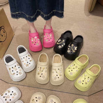 EVA storapadis bateliai su skylėmis, aukštakulniai, 9 cm aukščio, platforma, torto formos apačia, vasarinės mados „Joker“ „pasidaryk pats“ paplūdimio basutės, urmu