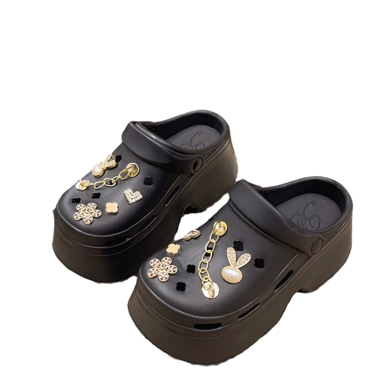 EVA storapadis bateliai su skylėmis, aukštakulniai, 9 cm aukščio, platforma, torto formos apačia, vasarinės mados „Joker“ „pasidaryk pats“ paplūdimio basutės, urmu