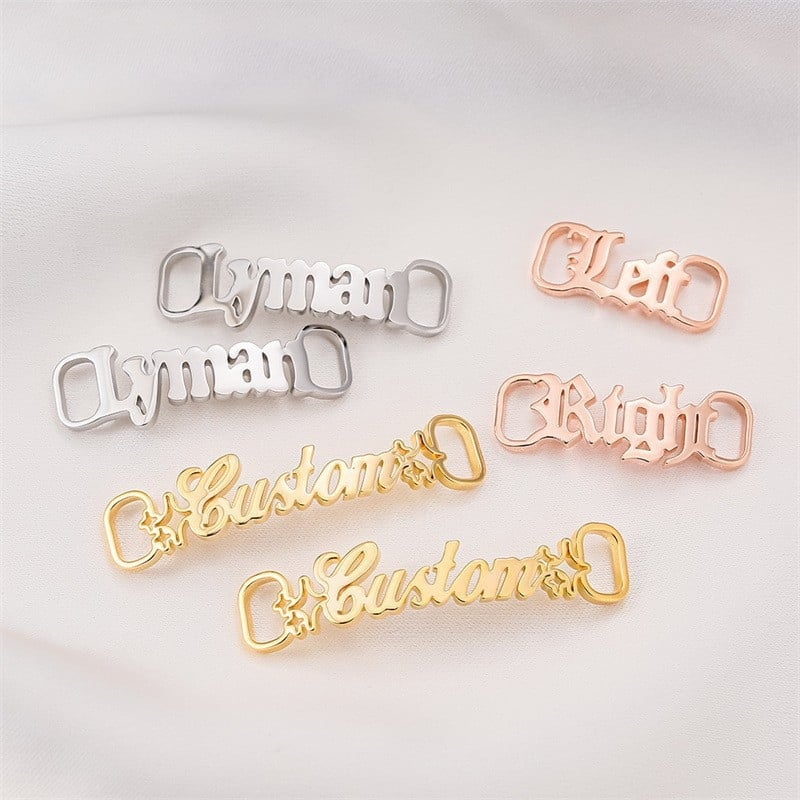 Pielāgota apavu sprādze ar angļu burtu rotaslietām, personalizēta pārrobežu sprādze, AliExpress, DIY kurpju šņoru aksesuāri ar nosaukumu, apavu sprādze