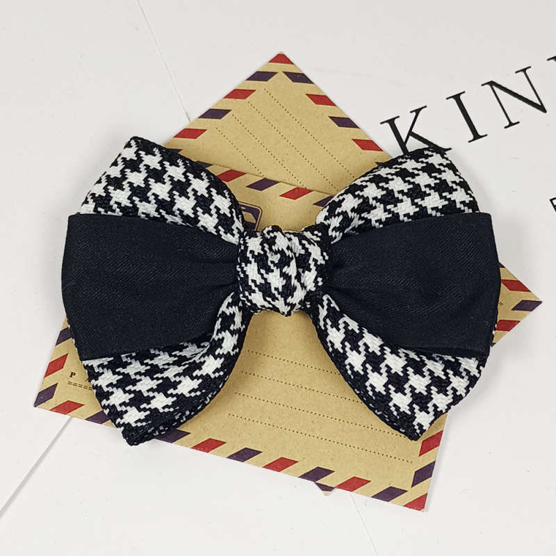 Korejiešu stila tūkstoš putnu piespraude retro vintage lielu rūtainu rakstu tauriņa mezglu matu aksesuārs izsmalcināts roku darbs modes apavu zieds